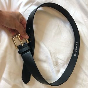 Express black leather belt